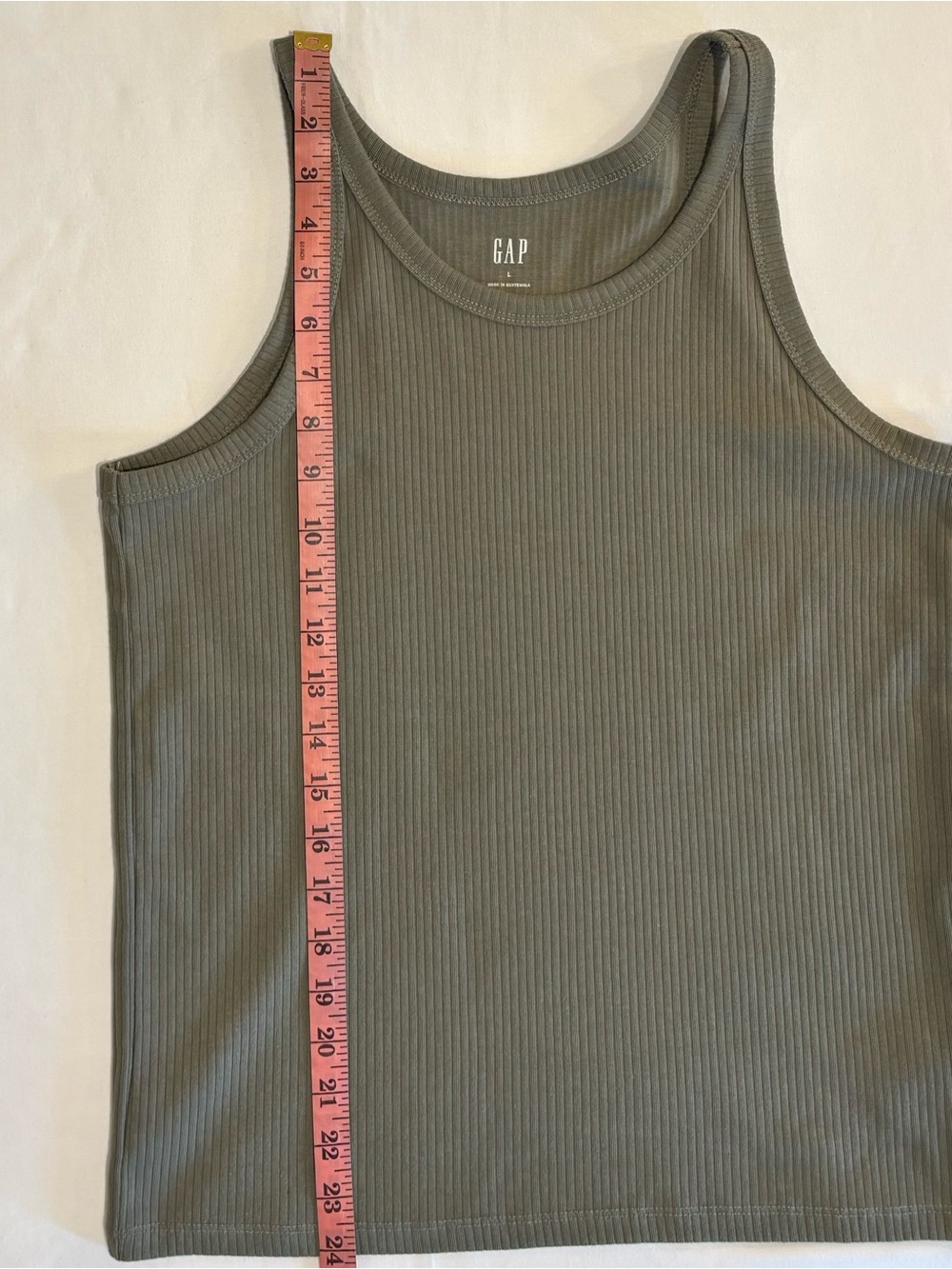 GAP Olive Ribbed Scoop Neck Tank Top Size Large - Picture 6 of 8